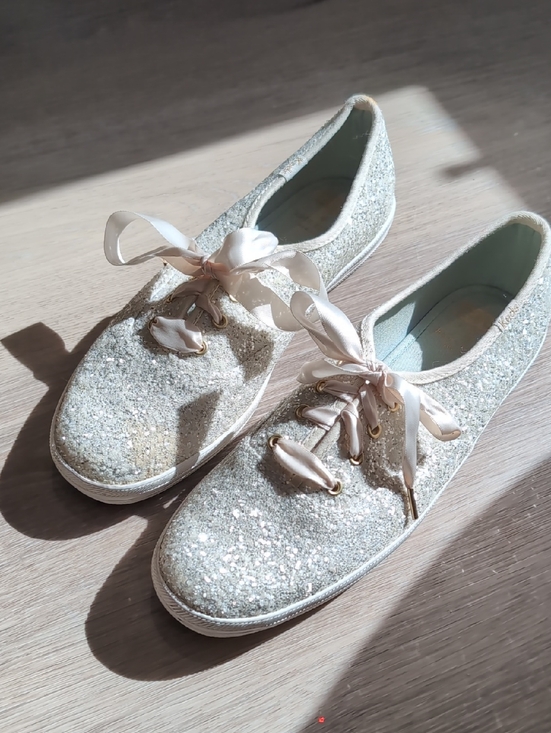 kate spade Shoes - kate spade x Keds Glitter Ribbon Lace-Up Sneakers -  Silvery  Sparkle
